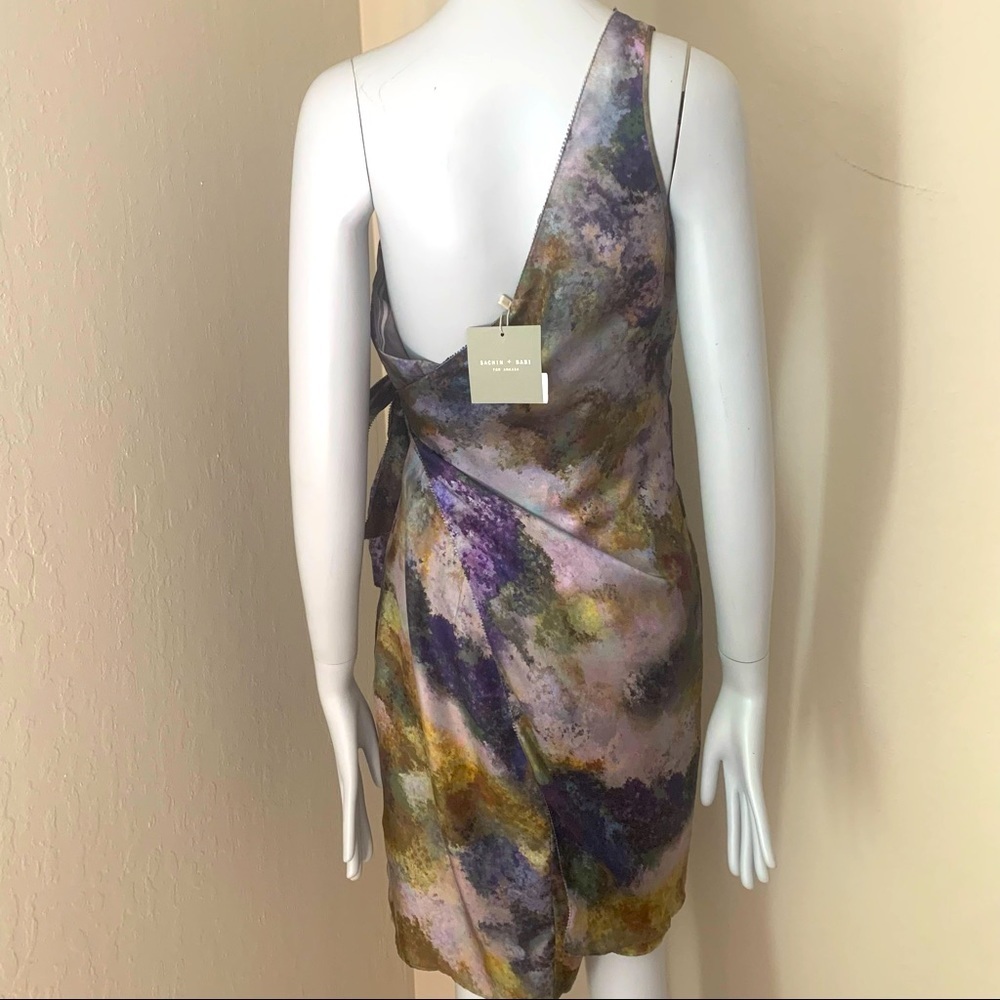 NWT SACHIN + BABI Silk Monet Ankasa Vickie Dress One Shoulder Wrap Pastel Size 4 - Picture 12 of 16
